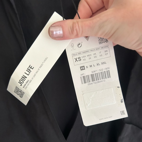 NWT ZARA Faux Wrap Long Sleeve Collared Mini Shirt Dress Scandi Minimalist Sz XS - Picture 3 of 16